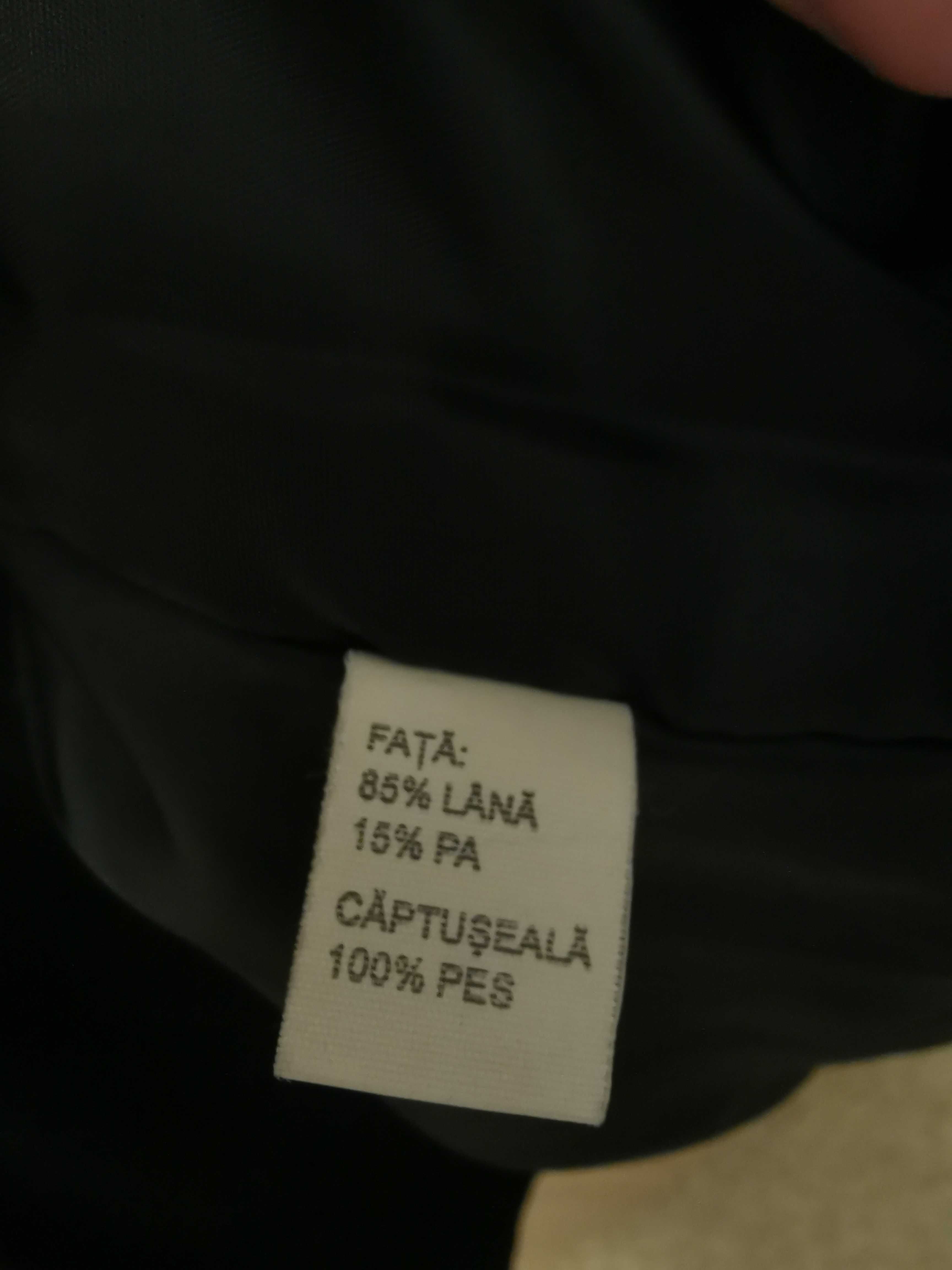 Palton negru dama de lana, marimea 38-40