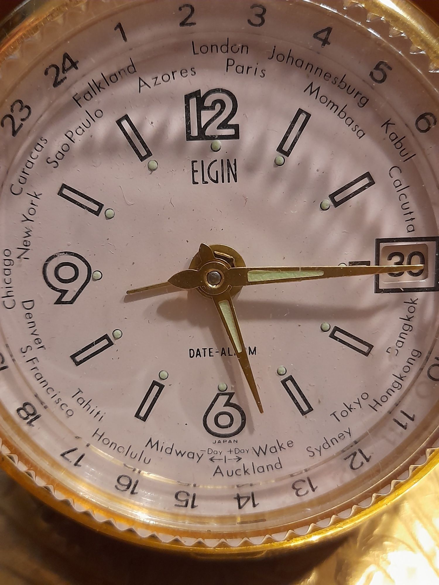 Ceas de călătorie cu alarmă, Elgin Luminous T8989 Japonia
