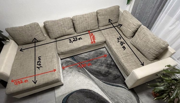 Coltar canapea sofa in forma U , 323 x 213 cm