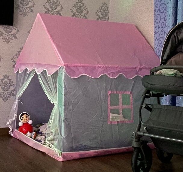 Детская палатка для девочек домик принцессы с герляндами