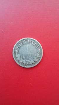 Monedă rară de argint, 1 Leu 1873