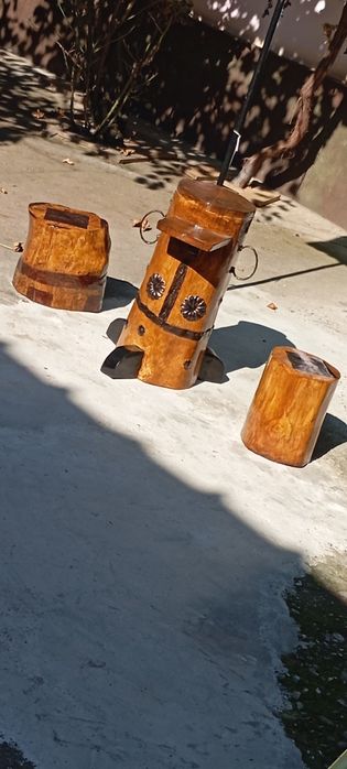 Set rustic stejar masă + 2 scaune.