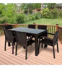 градински комплект тип ратан маса 90/150см с 6 стола/маси/стол/столове