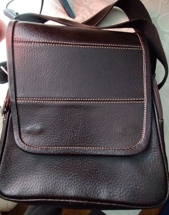 Borsetă piele bărbați maro închis, nouă!!!