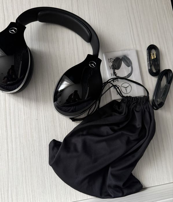 Casti Bluetooth Mercedes Benz Negru Hybrid, Active Noise Canceling