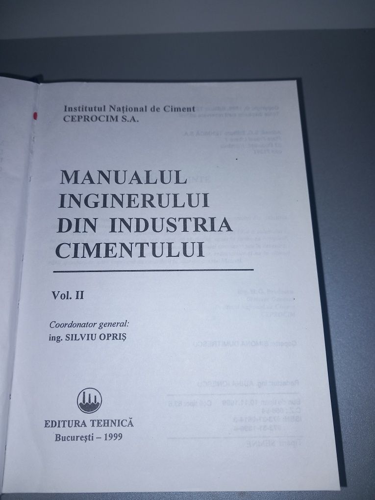 Manualul inginerului din industria cimentului 2 vol., Silviu Opris