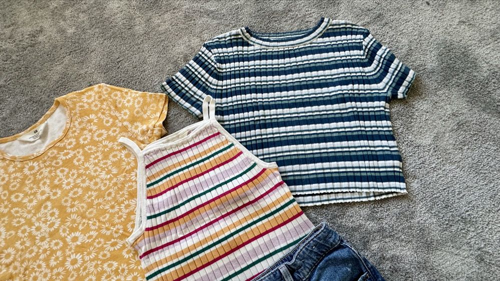 Сет H&M блузки, потниче, дънкови панталонки 146/152 и 158/164 см