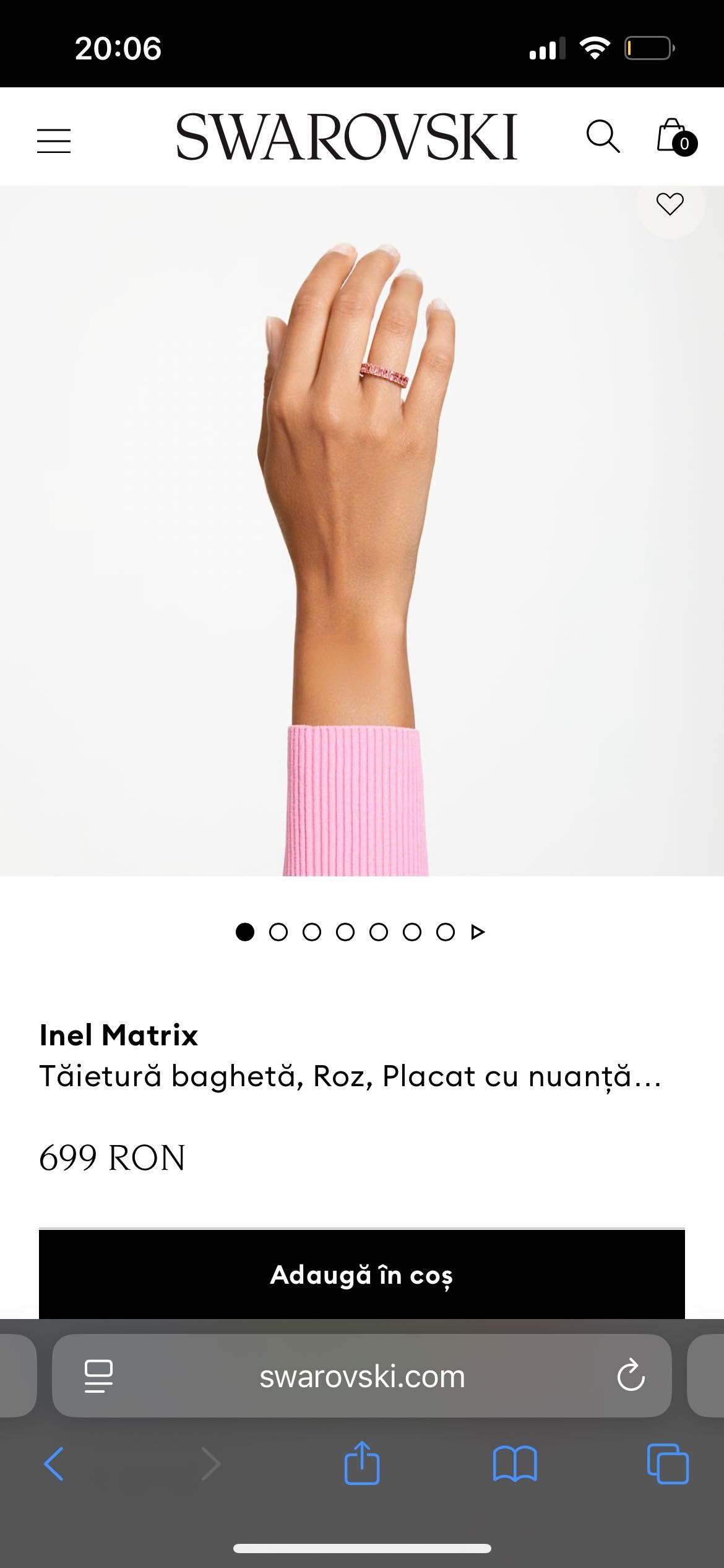 Inel Matrix Swarovski Pietre Roz