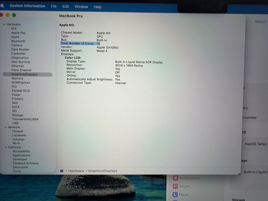 MacBook Pro 14" M3 8-CPU, 10-GPU, 16GB RAM, 512SSD