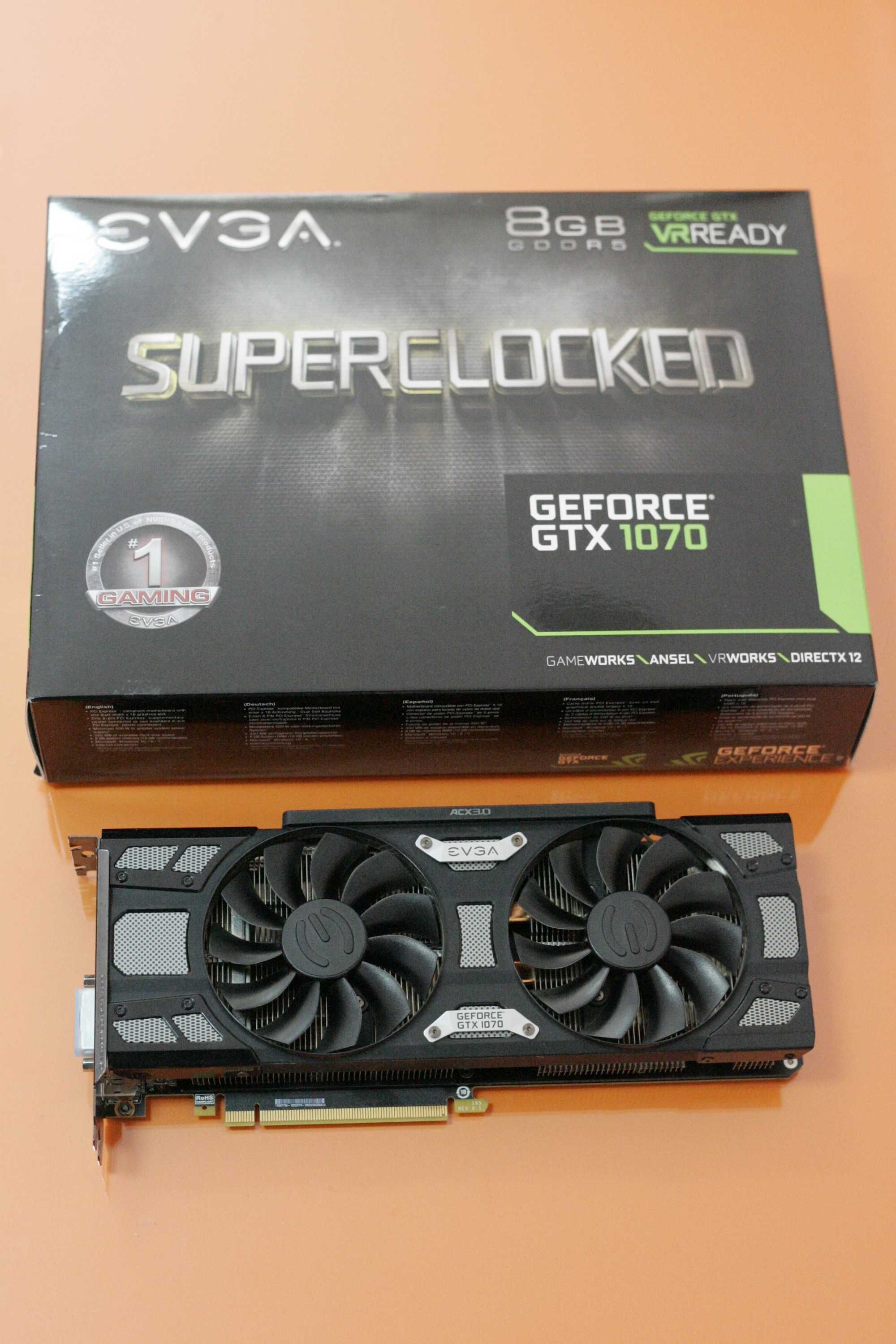 Видеокарта EVGA 1070, GEFORCE GTX 1070, 8GB, Superclocked, като нова