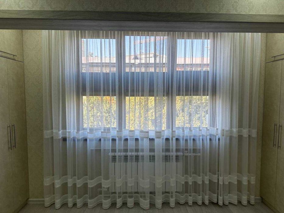 Новая тюль 3,20 × 2,65 м — белая, лёгкая, воздушная