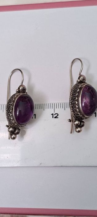 Cercei din argint cu Ametist cabochon