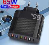 Incarcator Retea 6 Porturi LED , 65W Fast Charge, 1 x Type-C, 5 x USB