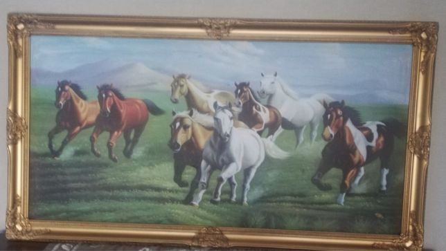 Картина с лошадьми размер 130 на 65