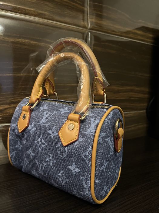 Geantă LV mini albastră cu imprimeu monogram