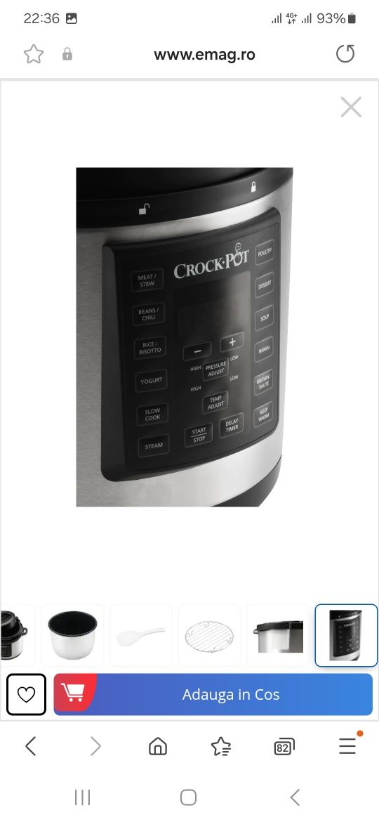 Multicooker cu gatire sub presiune Crock-Pot Express CSC051X, 1000 W