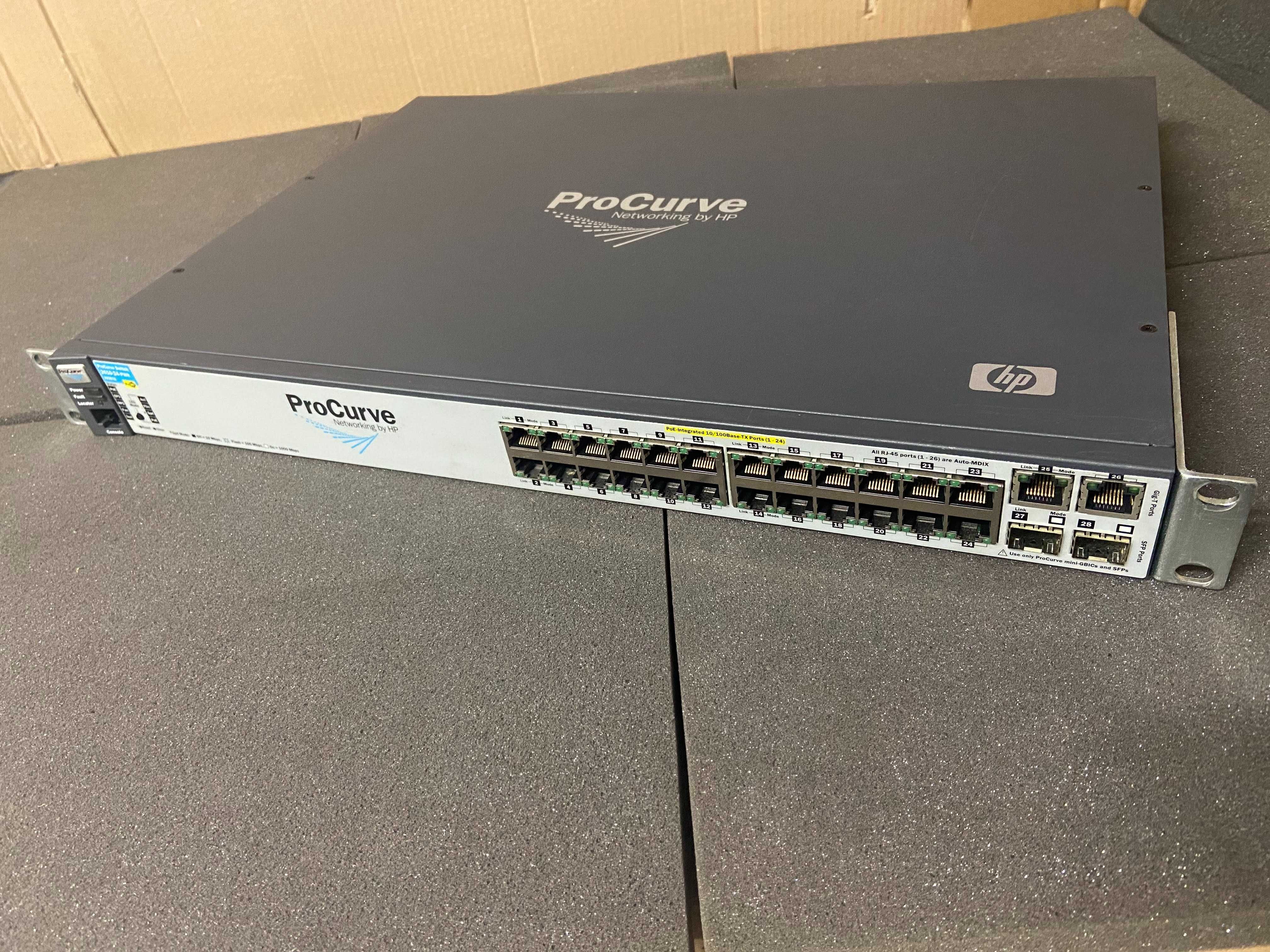 PoE суич HP ProCurve 2610-24 - 24 портов switch видеонаблюдение камери