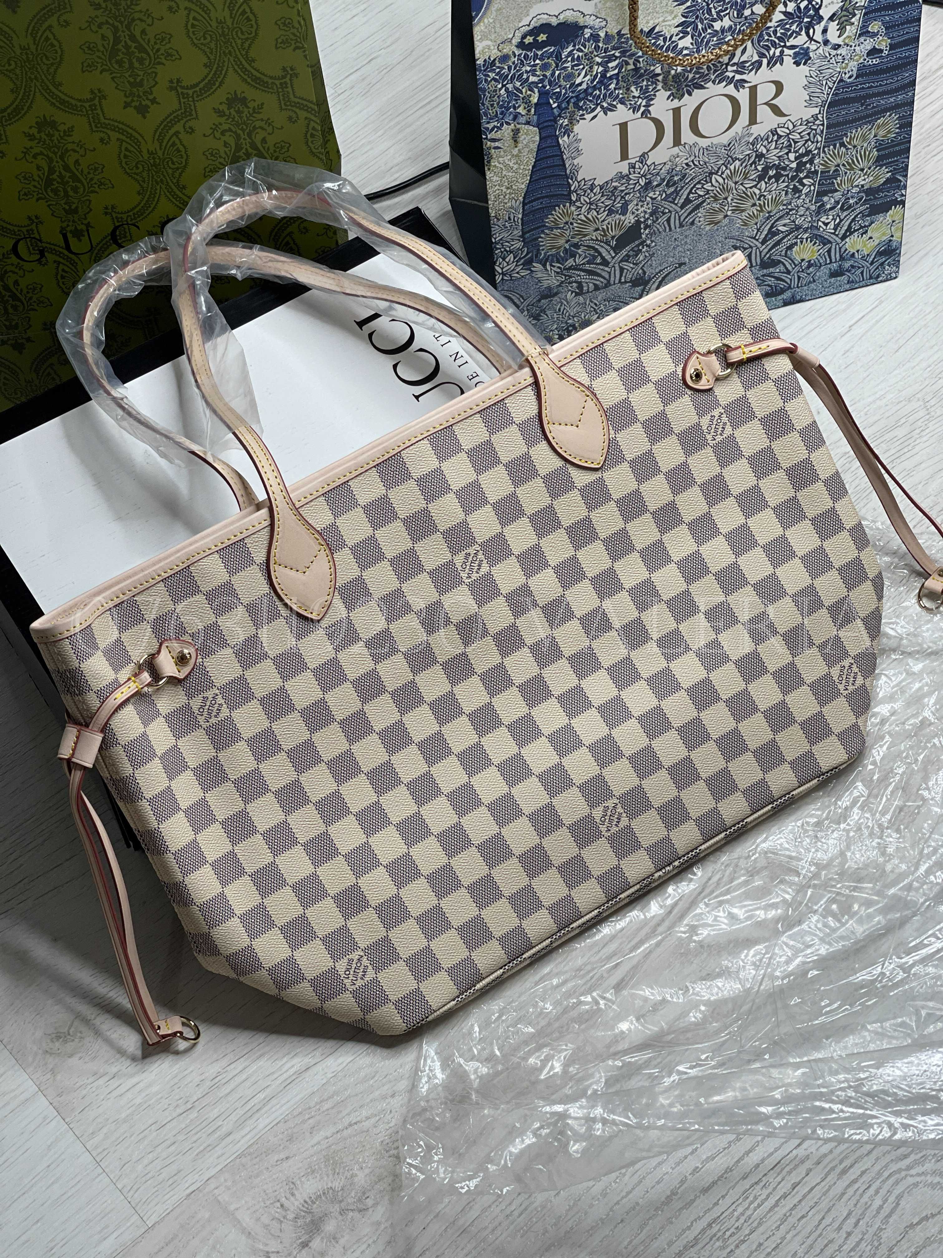 Geanta LV Neverfull Damier Azur Rose Ballerinne