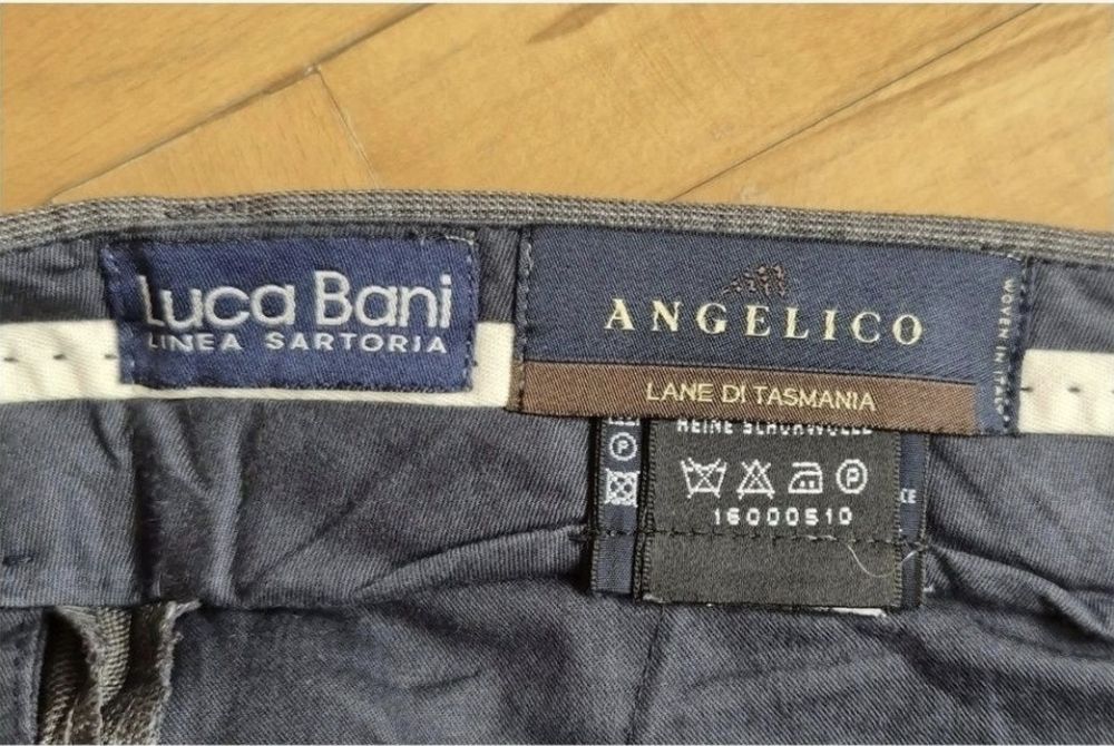 Pantaloni Angelico Luca Bani, Lână Woolmark Noua Virgină Tasmania 48