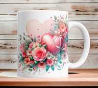 Cana personalizata, Valentine's Day, Inimioara, Ceramica, Alb, 350 ml