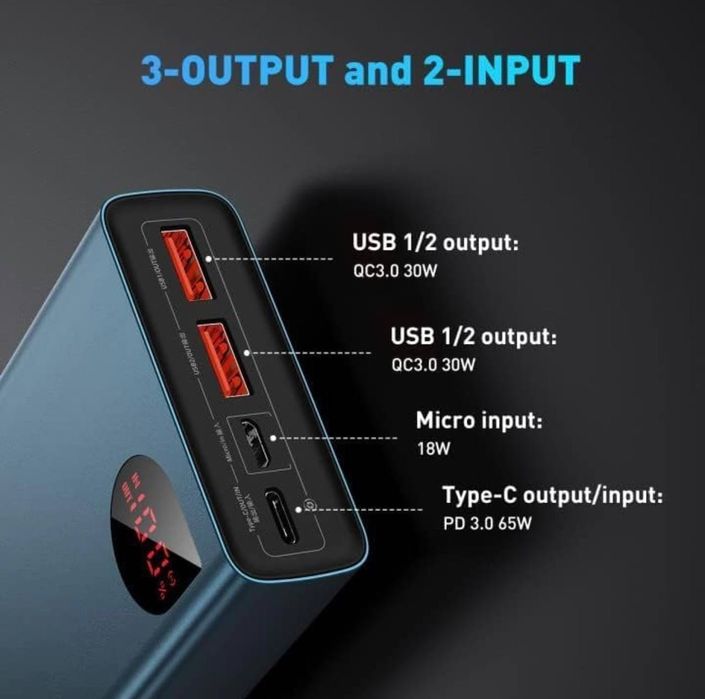 Baseus Laptop Power Bank 65WT 20000mAh 3-Output