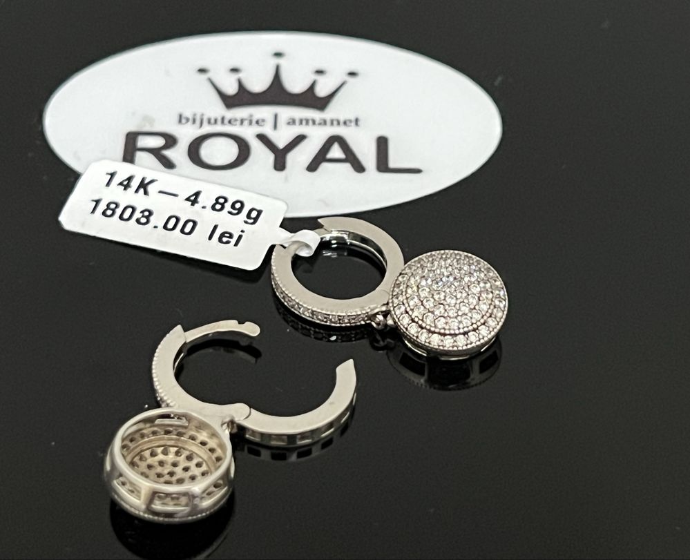 Bijuteria Royal CB : Cercei aur alb 14k 4,89 grame