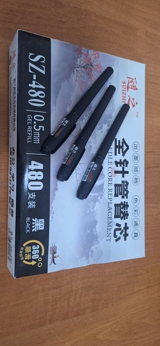 Ручка гелевая синяя, черная