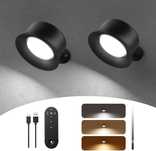 Set 2 Lampi perete LED Fulen, baterie 3200 mAh, negru