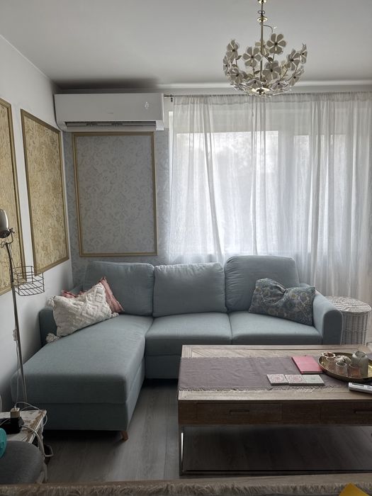 Синя холна гарнитура, диван