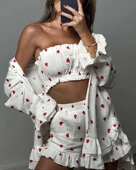 Set din 3 piese camasa pantaloni si top