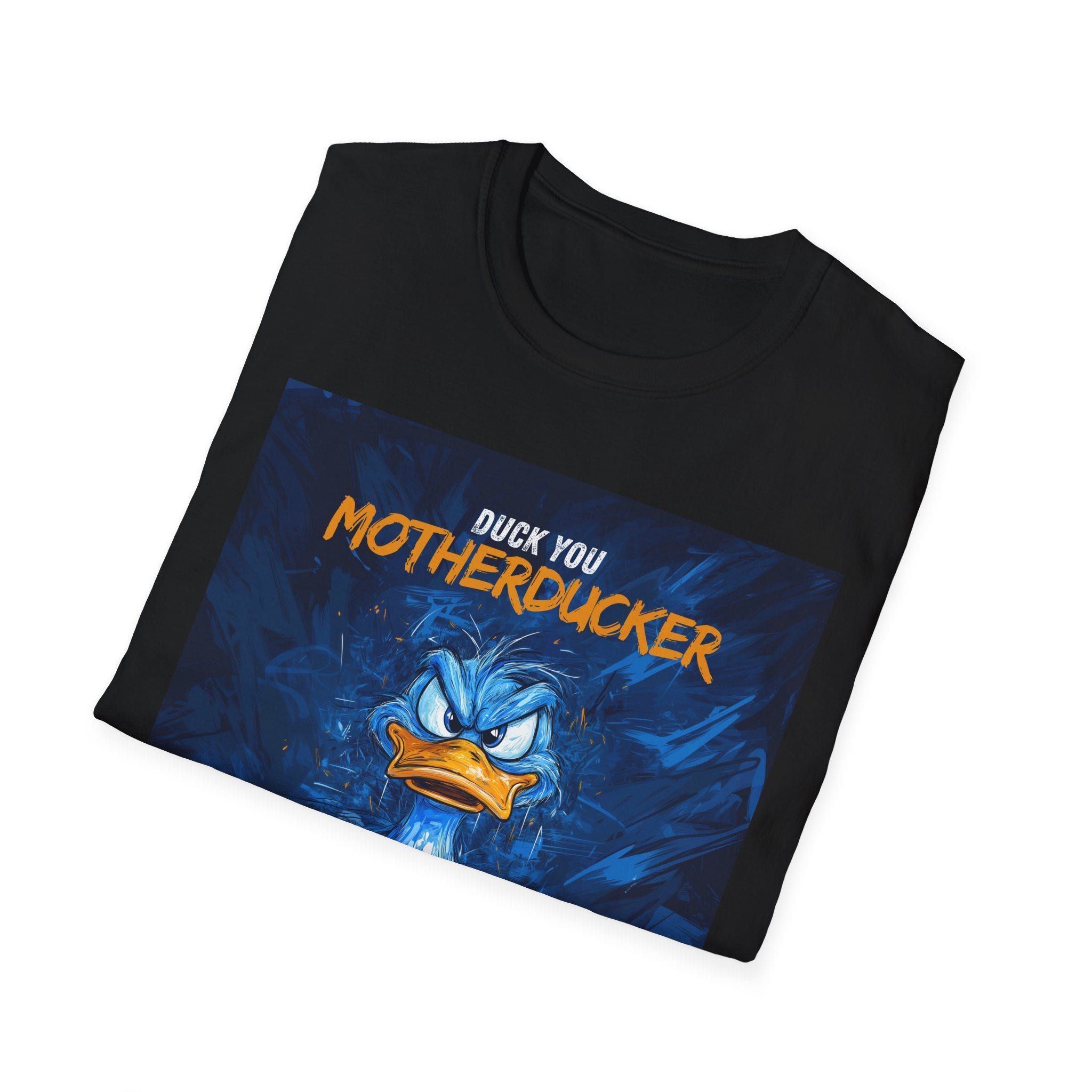Забавна тениска с ядосано пате и надпис "Duck You Motherducker"