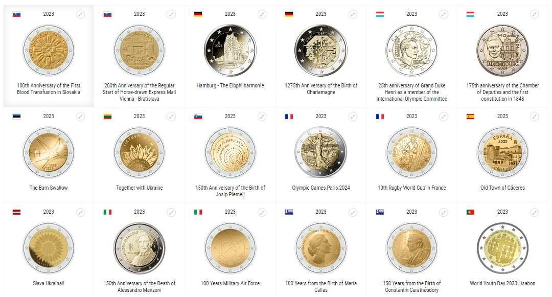 2 Евро монети/ 2 EURO coins (Юбилейни) 2022-2024