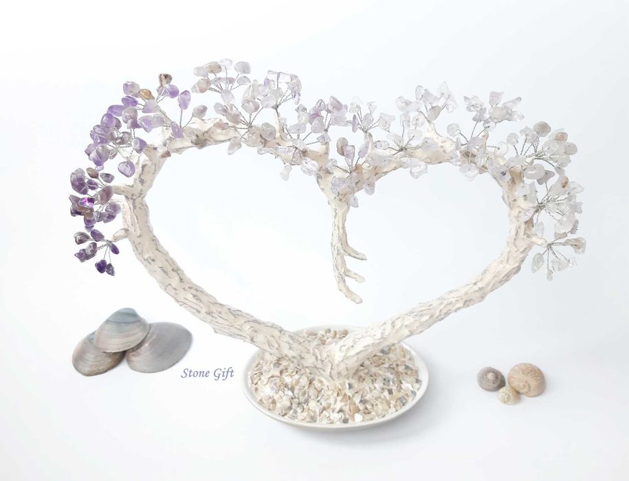 Дръвче Аметист Сърце, Подарък Коледа, Подарък Нова Година