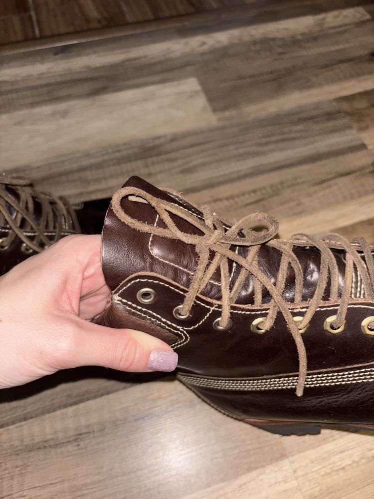Ghete Timberland barbati din piele integral+sireturi piele intoarsa