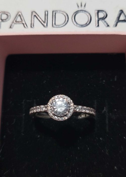 Inel Pandora din argint cu halo si cubuc zirconia