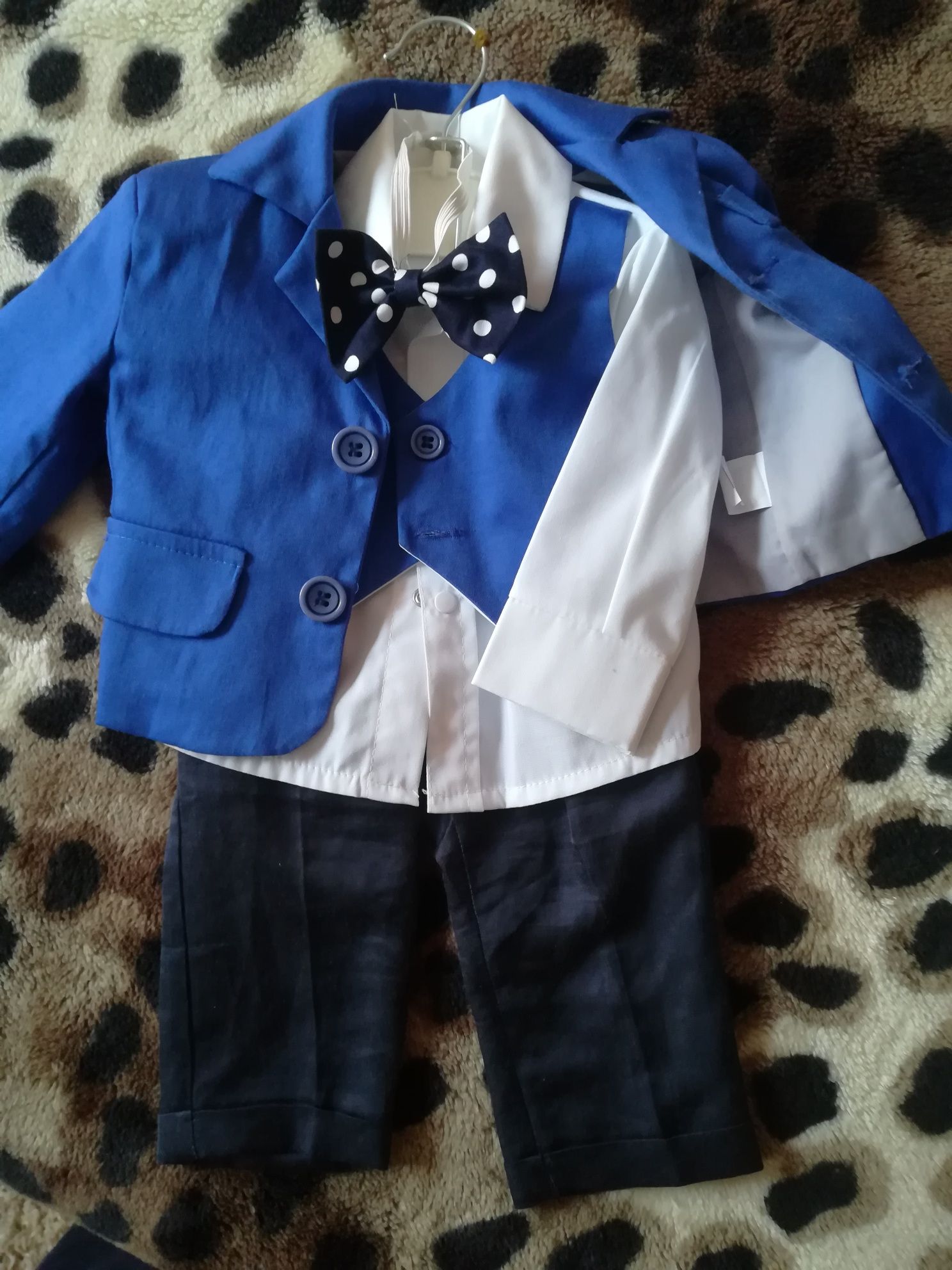 Costum botez / bebe 0-3 luni albastru