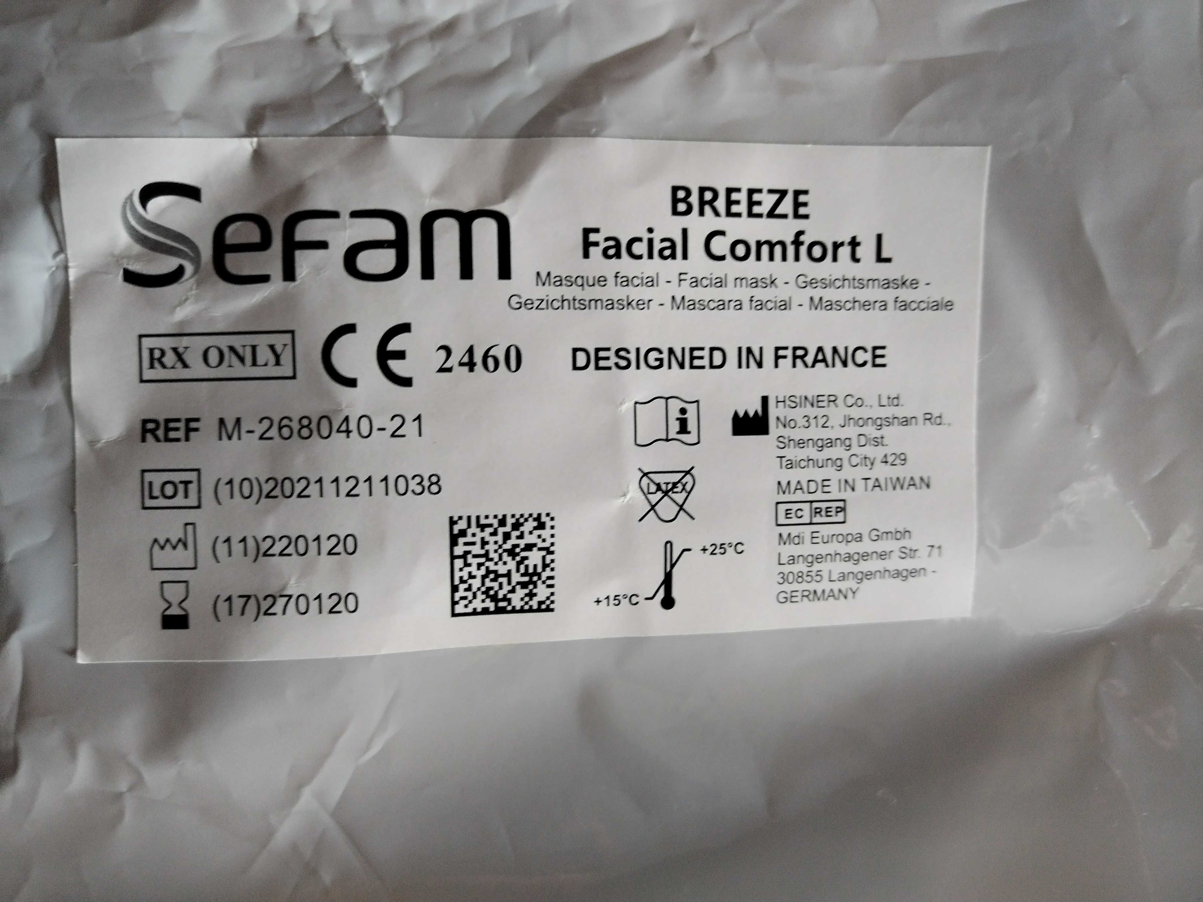 Masca  CPAP  oronazala  SEFAM  Breeze Comfort , marimea  L - Noua