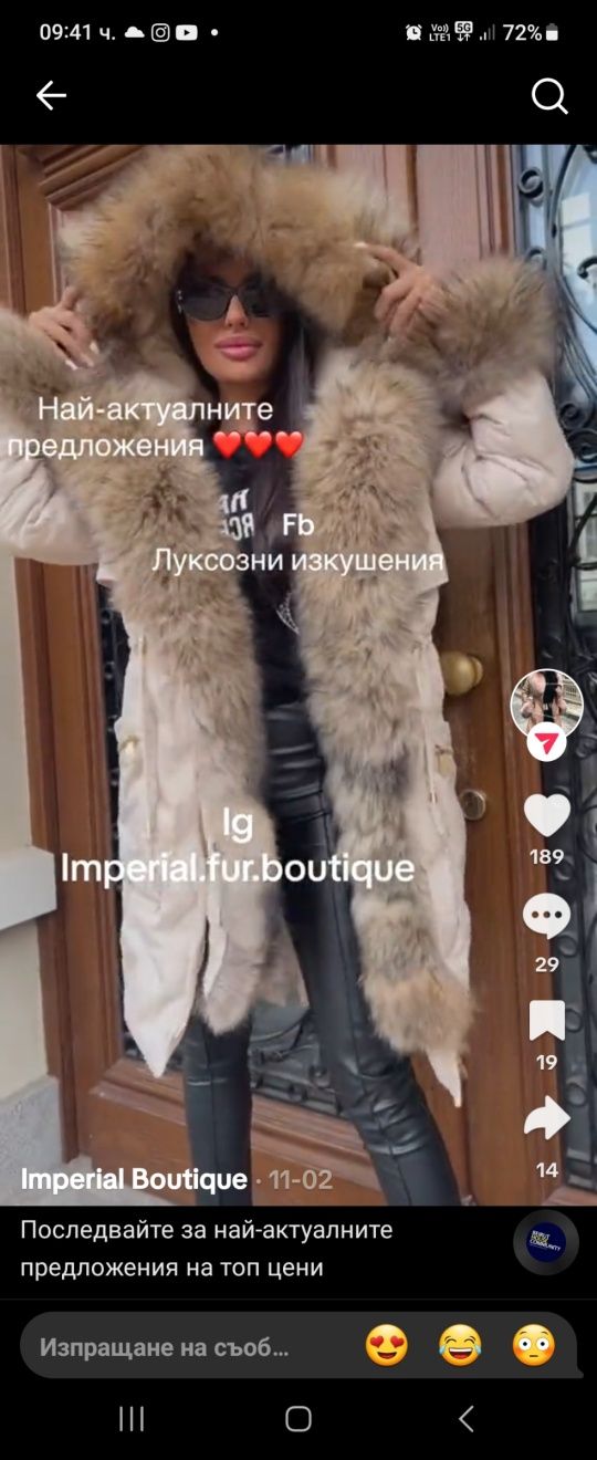 Дамска парка с лисица