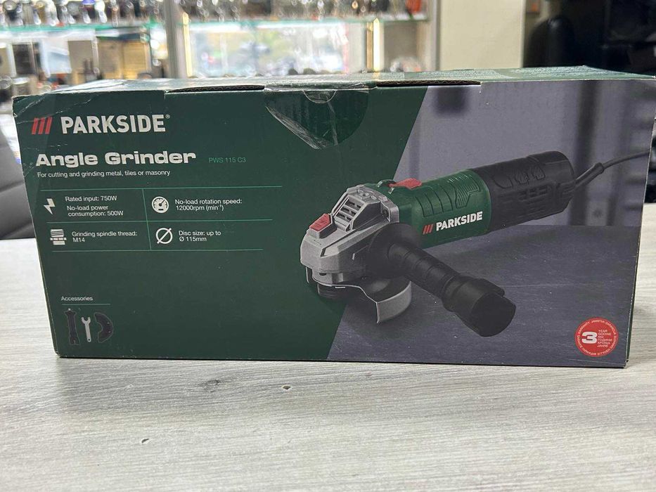 Ъглошлайф PARKSIDE PWS 115 C3, 750 W, Ø 115 мм, 1200 об./мин