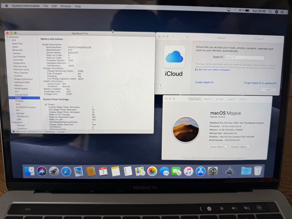 Macbook pro 2019 tochbar 13 inch Fullbox