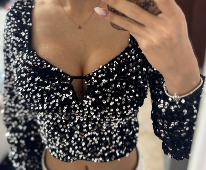 Дамски блестящ топ