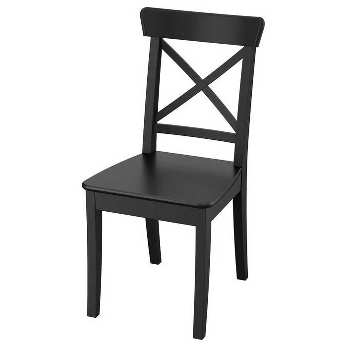 Scaun Rosentorp IKEA negru + perna Malinda gri (4 buc)