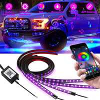 Set benzi leduri de pus sub masina auto RGB Waterproof ambiental NOI