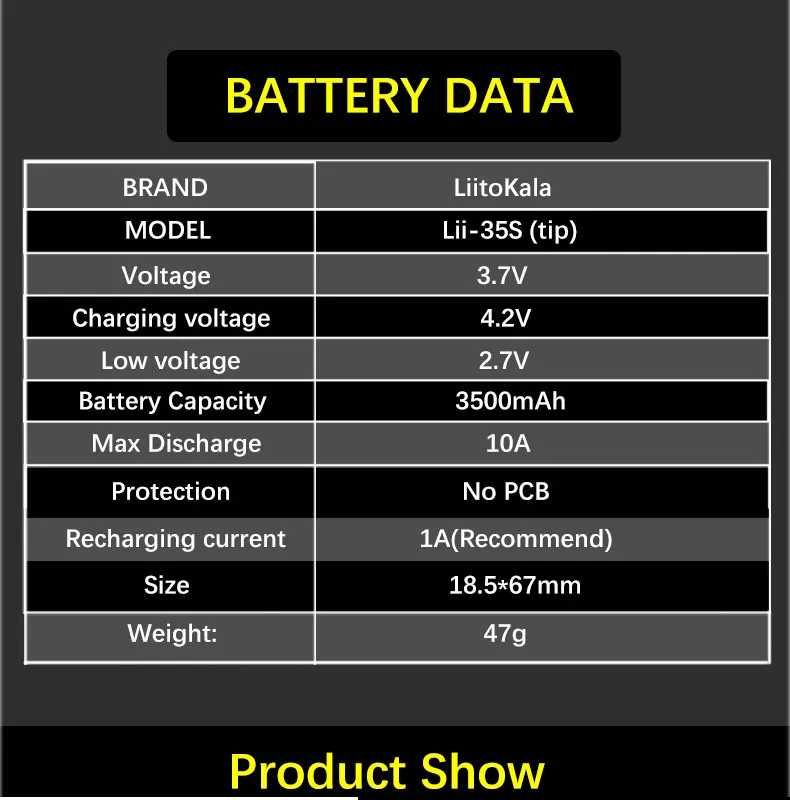 Acumulator LiitoKala Lii-35S 18650 3.7V 3500mAh reîncărcabilă cu litiu