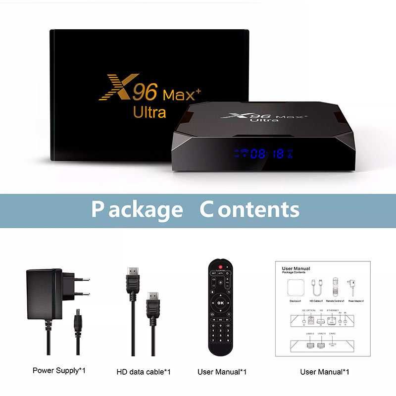 Най-нов Android TV Box X96 MAX+ ULTRA 4/32Gb Android 11 Dual Band WiFi