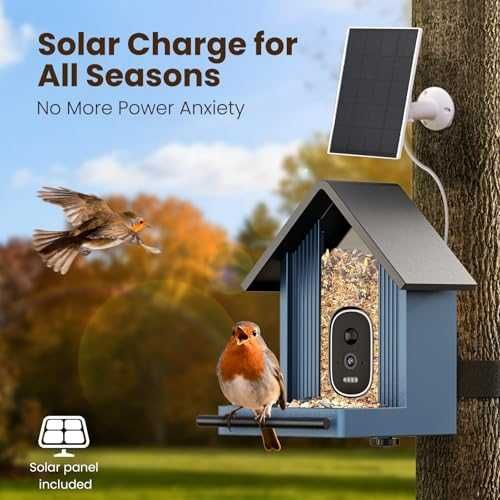 Нова Смарт хранилка за птици с AI разпознаване 2.5K камера за открито