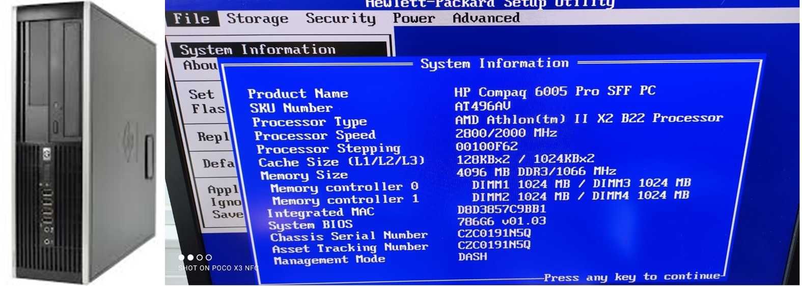 HP Compaq 6005 Pro Small Form Factor PC, second dar SSD 120Gb nou.
