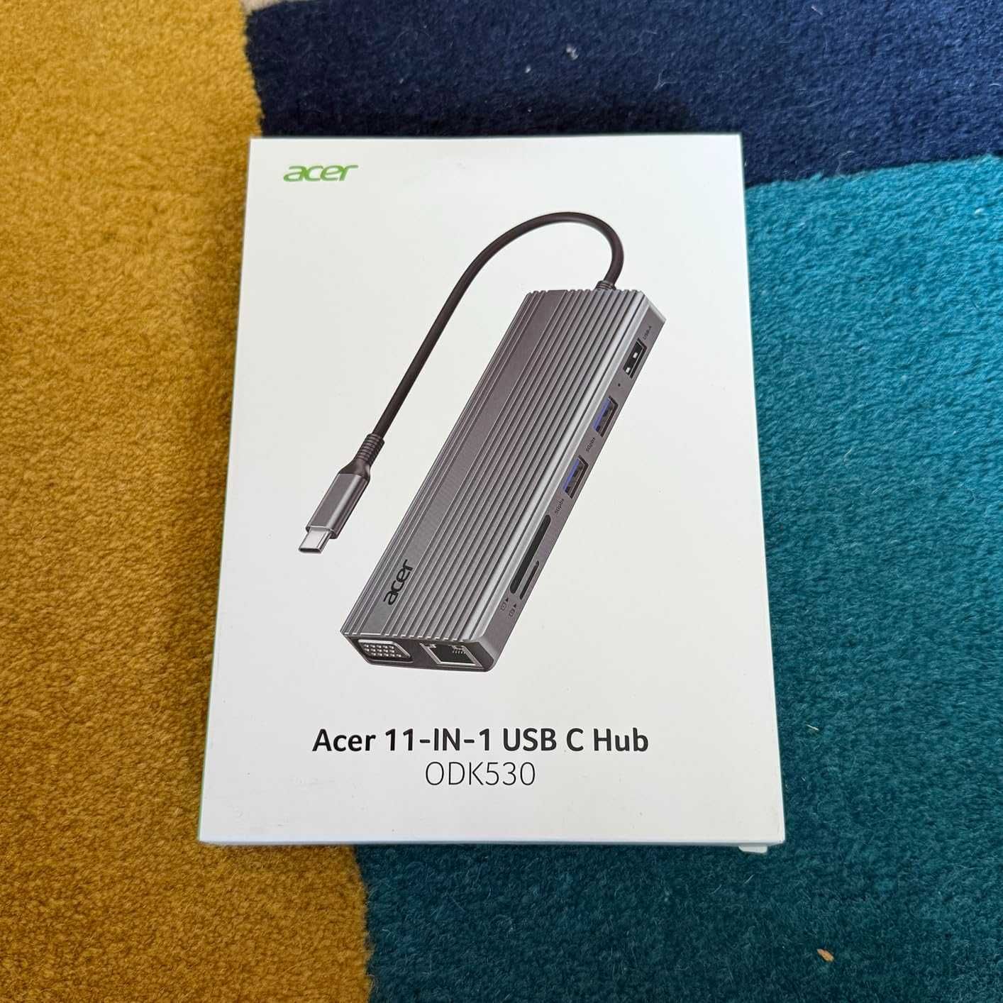 Многопортов хъб Acer USB C, 4K/60Hz HDMI, 1080P VGA, 2x10Gbps USB C