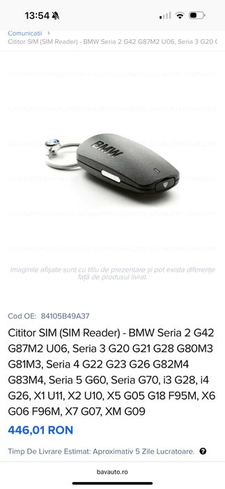Cititor SIM BMW eSim reader original , NOU