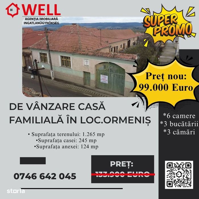 De vânzare casă familială în loc.Ormeniș